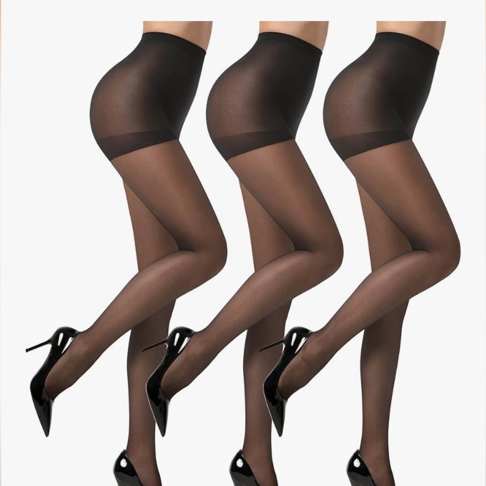 EVERSWE 3 Pairs Women's Sheer Pantyhose High Waist Control Top Pantyhose